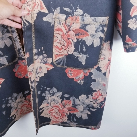 Philosophy Plus Size Floral Faux Suede Open Front Topper Jacket NWT 2X - Picture 8 of 11
